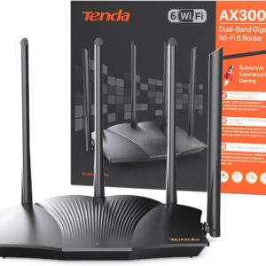 Tenda Routeur WiFi 6 RX12 Pro, Router WiFi AX3000 Bi-Bande, 5 * 6dBi Antennes à Haut Puissance, Large Couverture,